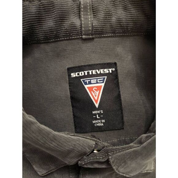 ScotteVest TEC Shirt Mens Large Grey snap Button Up Multi Pocket Cargo READ** - Picture 2 of 13